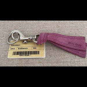 Miu Miu pink suede key fob